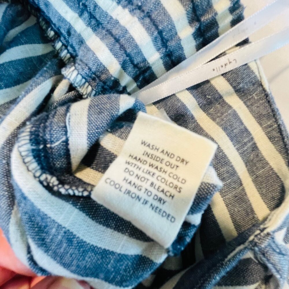Lydelle Women's Striped High-Waisted Pants Small Blue & White Cotton Blend - Picture 5 of 10